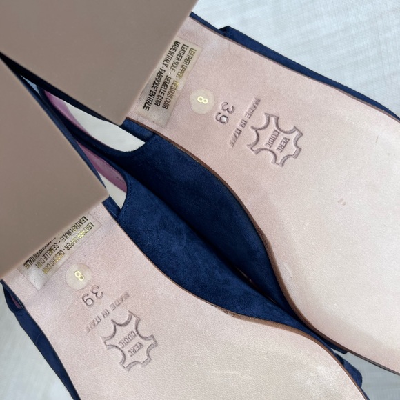 FERCA 81 Made In Italy Suede Sling Back Heels With Metal Horsebit - Picture 12 of 16